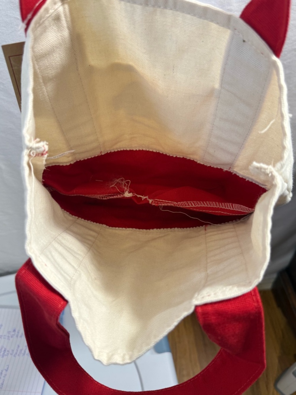 Trader Joe's Red & Cream Mini Canvas Tote Bag - Picture 4 of 5